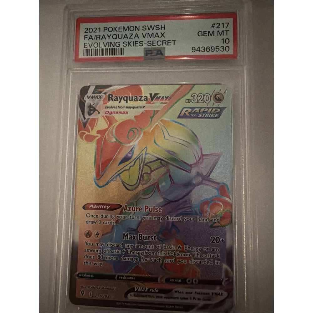 Pokemon Rayquaza VMAX Secret Rare Holo 217/203 Evolving Skies 2021 PSA 10 GEM MT